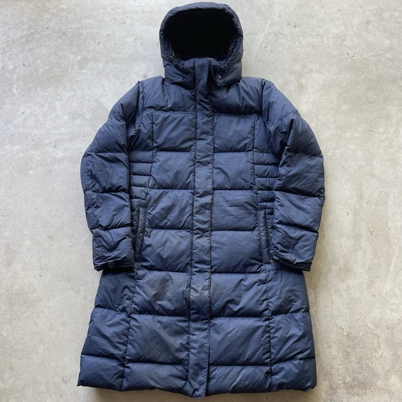Patagonia Jackets & Blazers - Patagonia Womens L Navy Blue‎ Down With It Hooded Long Parka Jacket Puffer